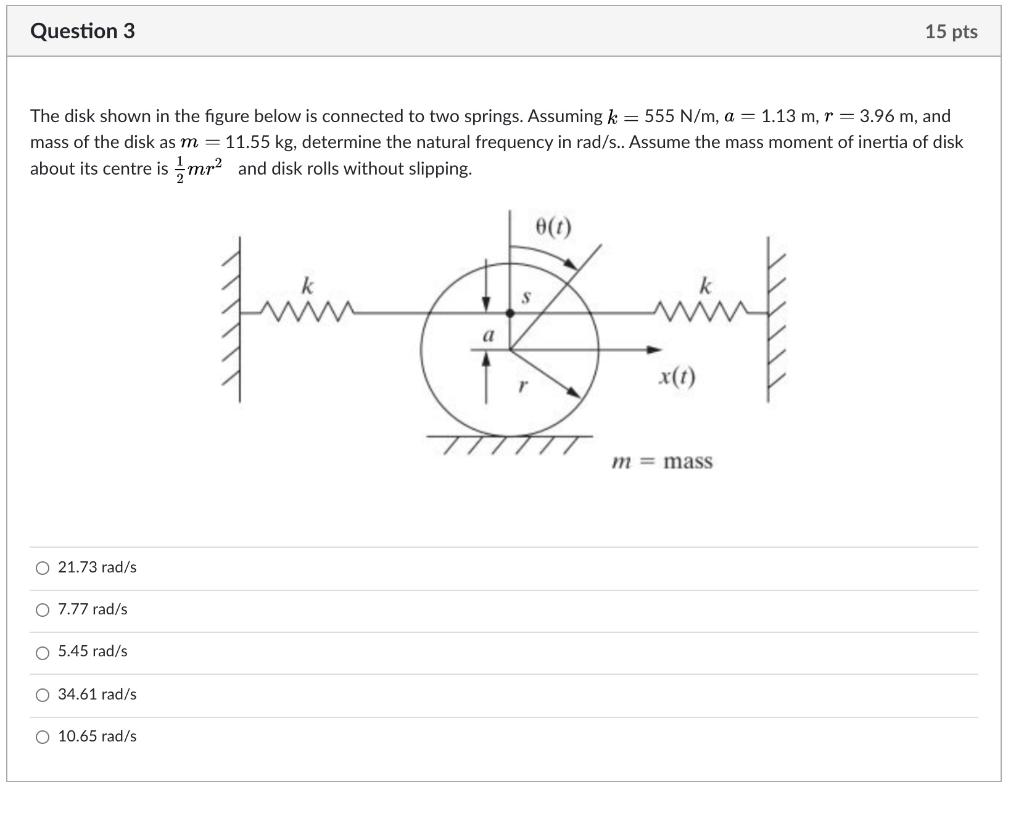 Solved Question 3 15 pts The disk shown in the figure below | Chegg.com