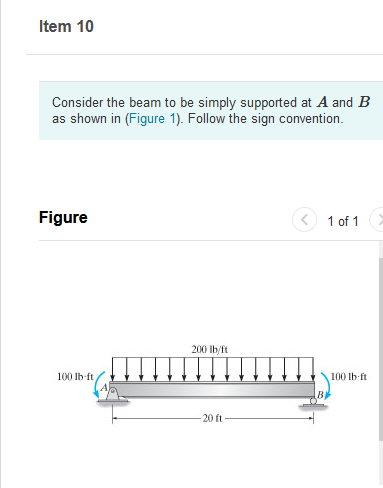Solved Item 10 Consider the beam to be simply supported at A | Chegg.com