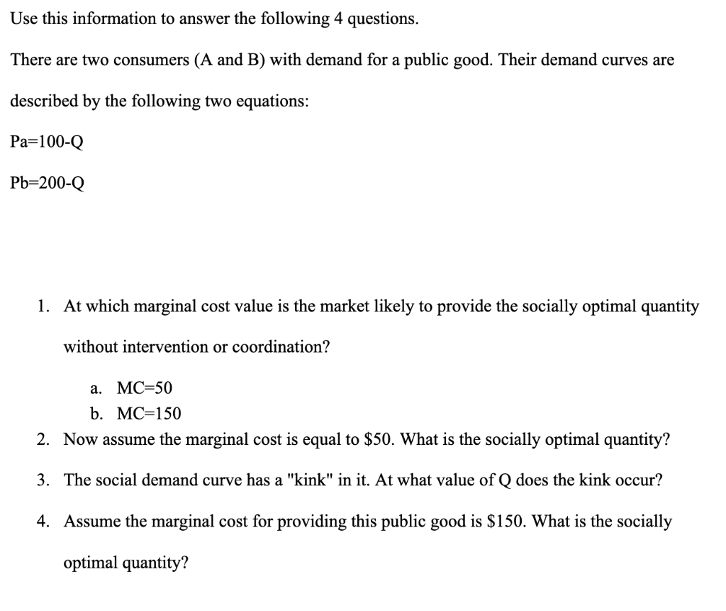 Solved Use This Information To Answer The Following 4