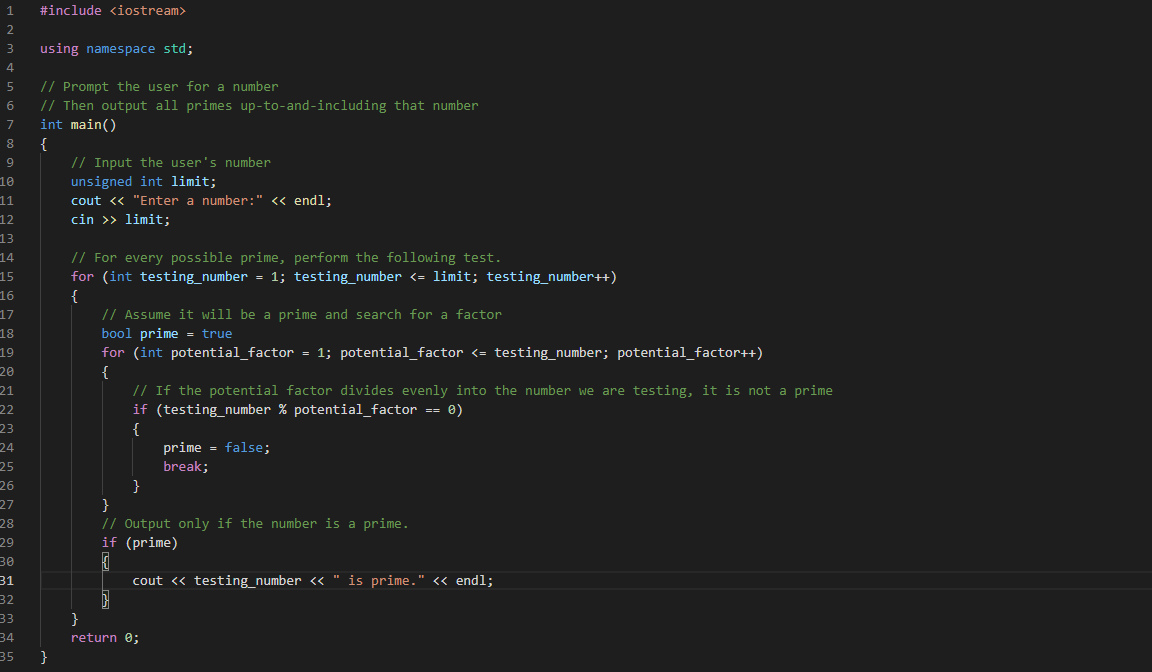 Solved #include 1 2 using namespace std; // Prompt the user | Chegg.com