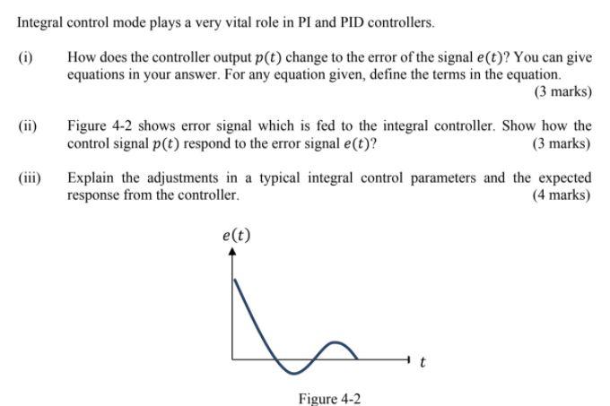 Solved Integral control mode plays a very vital role in Pl | Chegg.com