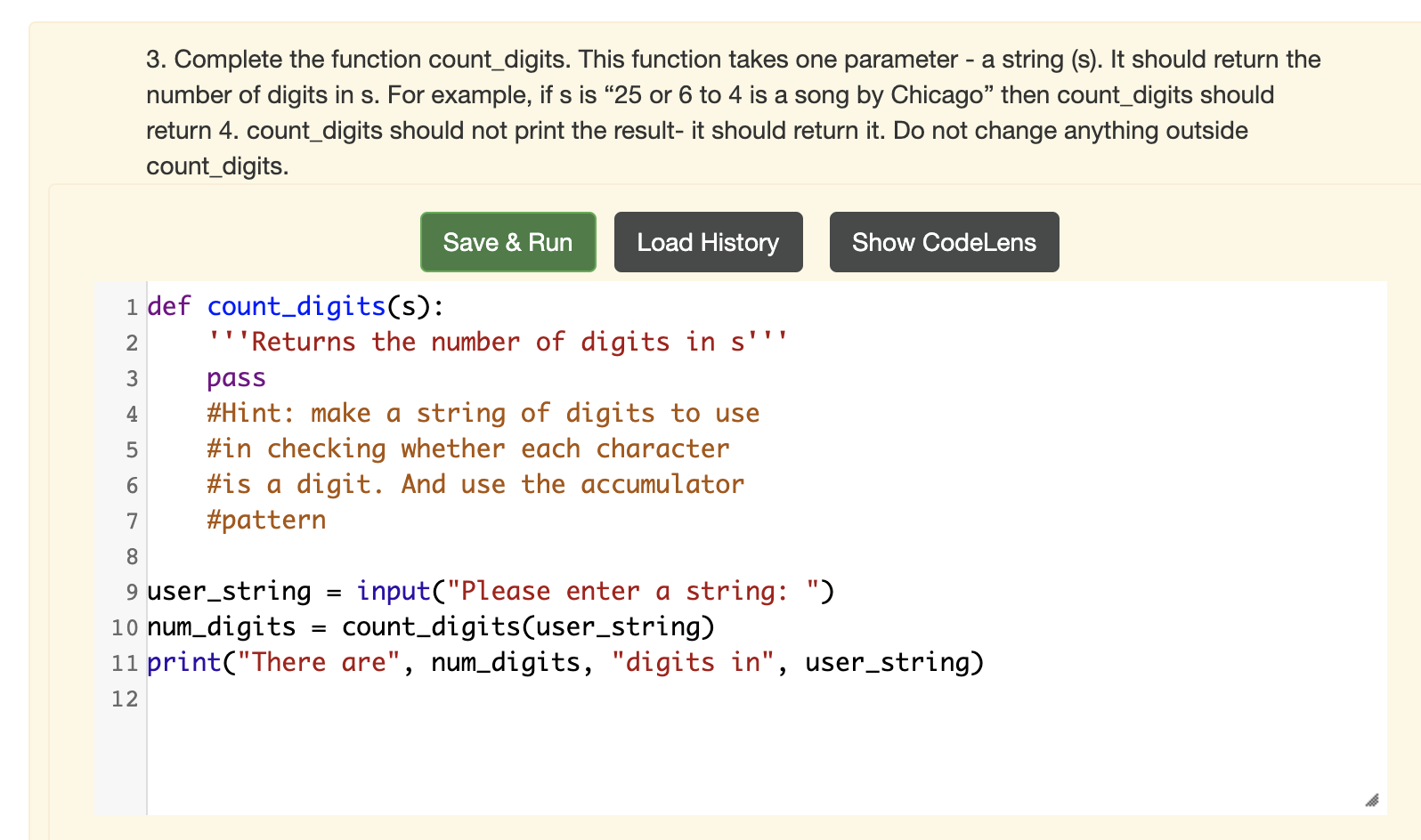 Solved 3. Complete the function count_digits. This function | Chegg.com