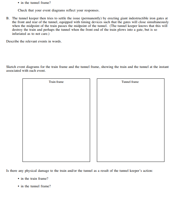 Solved I. Train in a tunnel paradox A train moves with | Chegg.com