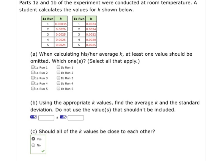 Solved Parts 1a and 1b of the experiment were conducted at | Chegg.com