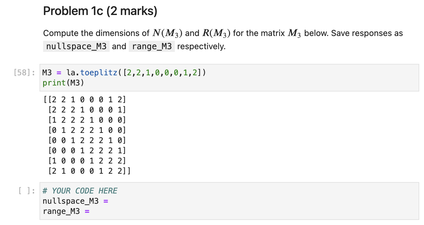 Solved [11]: Import Numpy As Np Import Scipy. Linalg As La | Chegg.com