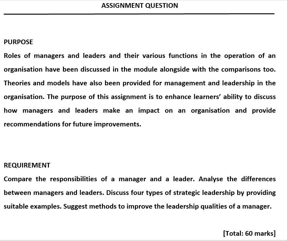 Solved 1 - Compare The Responsibilities Of A Manager And | Chegg.com
