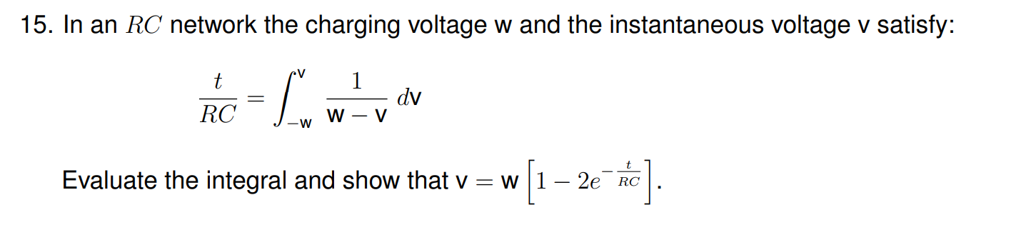 Solved 5. In an RC network the charging voltage w and the | Chegg.com
