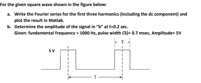 Solved For the given square wave shown in the figure below: | Chegg.com