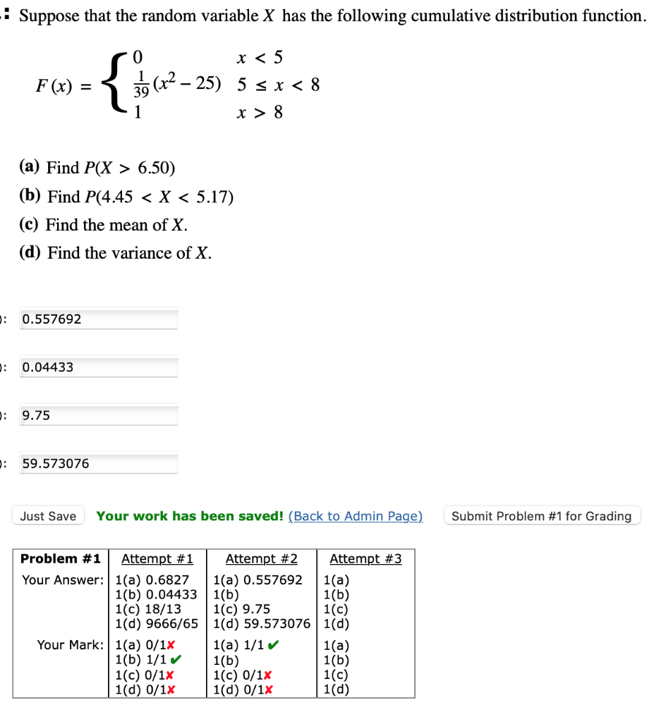 Solved : Suppose that the random variable X has the | Chegg.com