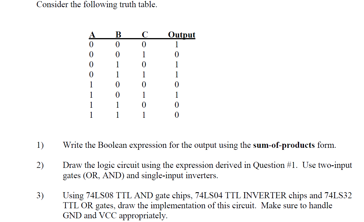 Solved Consider the following truth table. С B 0 0 0 0 0 1 1 | Chegg.com