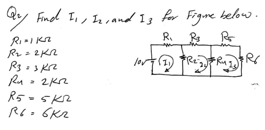 Solved Quy Find I, , I2, and I3 for Figure below. Iz R R3 RE | Chegg.com