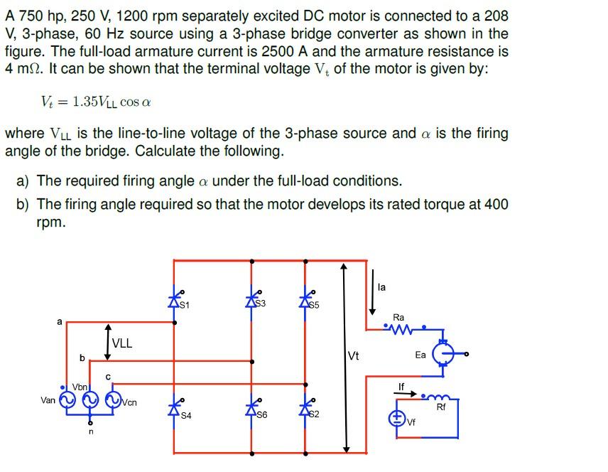 Solved A 750 Hp, 250 V, 1200 Rpm Separately Excited DC Motor | Chegg.com