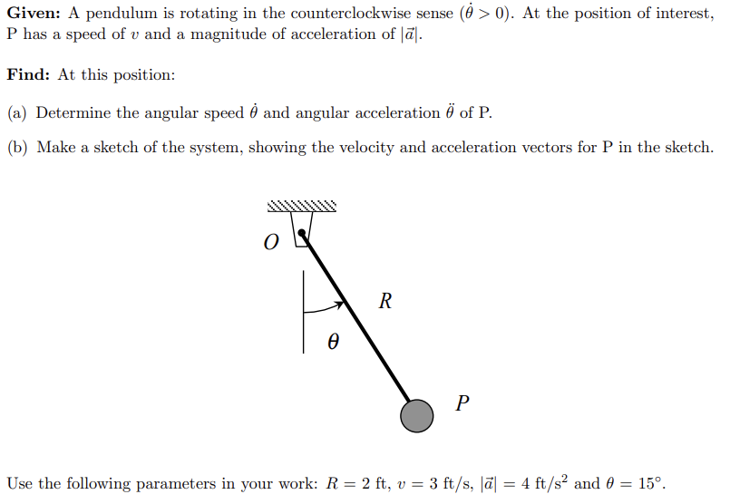 Solved Given A pendulum is rotating in the counterclockwise