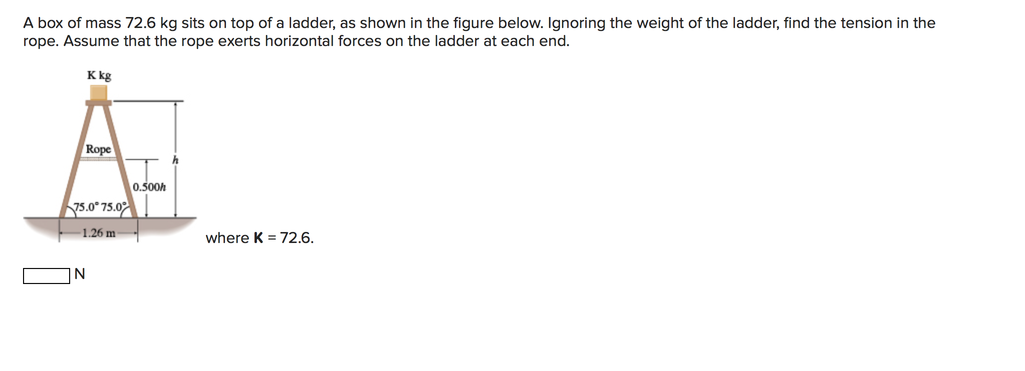 Solved A box of mass 72.6 kg sits on top of a ladder, as | Chegg.com