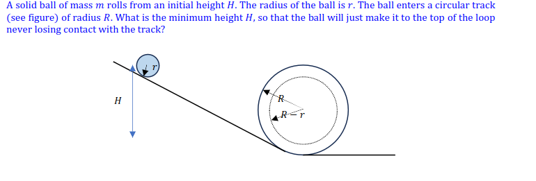 Solved A Solid Ball Of Mass M Rolls From An Initial Height 