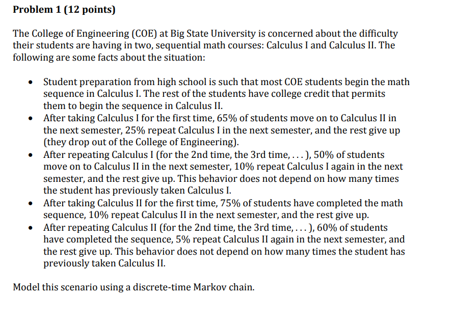 Solved Problem 1 (12 ﻿points)The College Of Engineering | Chegg.com