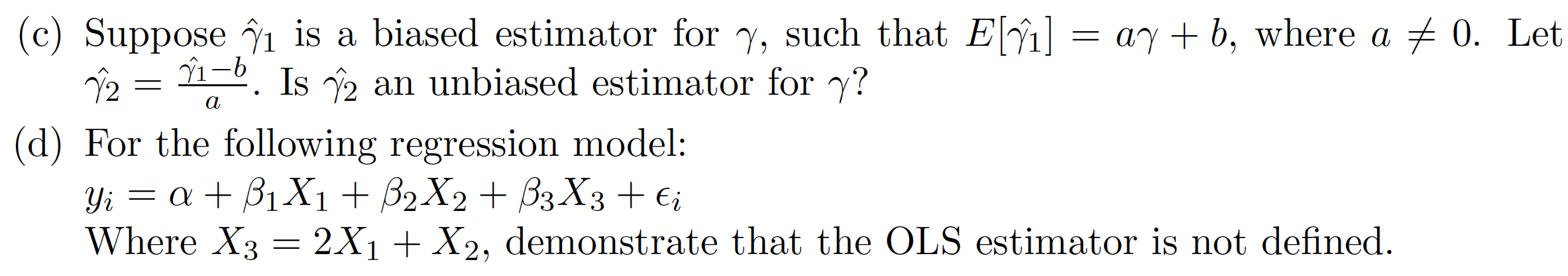 Solved Estimators (a) Assume the true model is: Yi = a + Bxi | Chegg.com