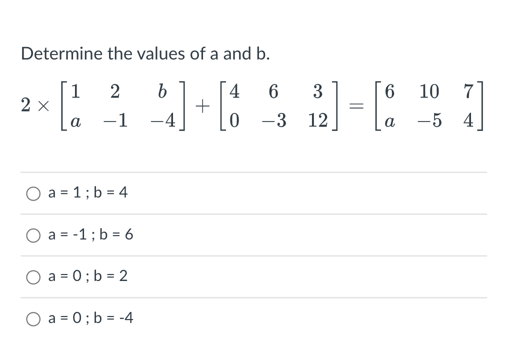 Solved Determine The Values Of A And B. | Chegg.com