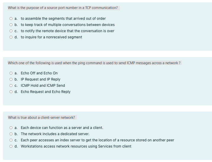 Solved What is the purpose of a source port number in a TCP