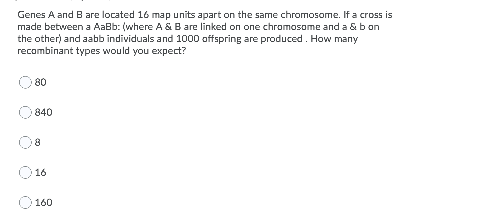 Solved Genes A and B are located 16 map units apart on the | Chegg.com