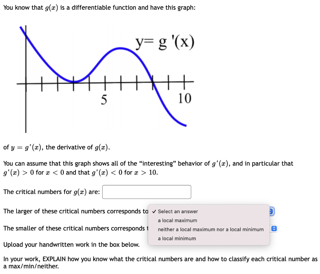 Solved You know that g(x) is a differentiable function and | Chegg.com