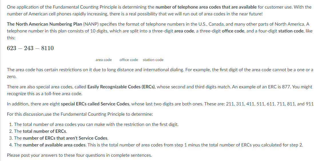 Solved One application of the Fundamental Counting Principle | Chegg.com