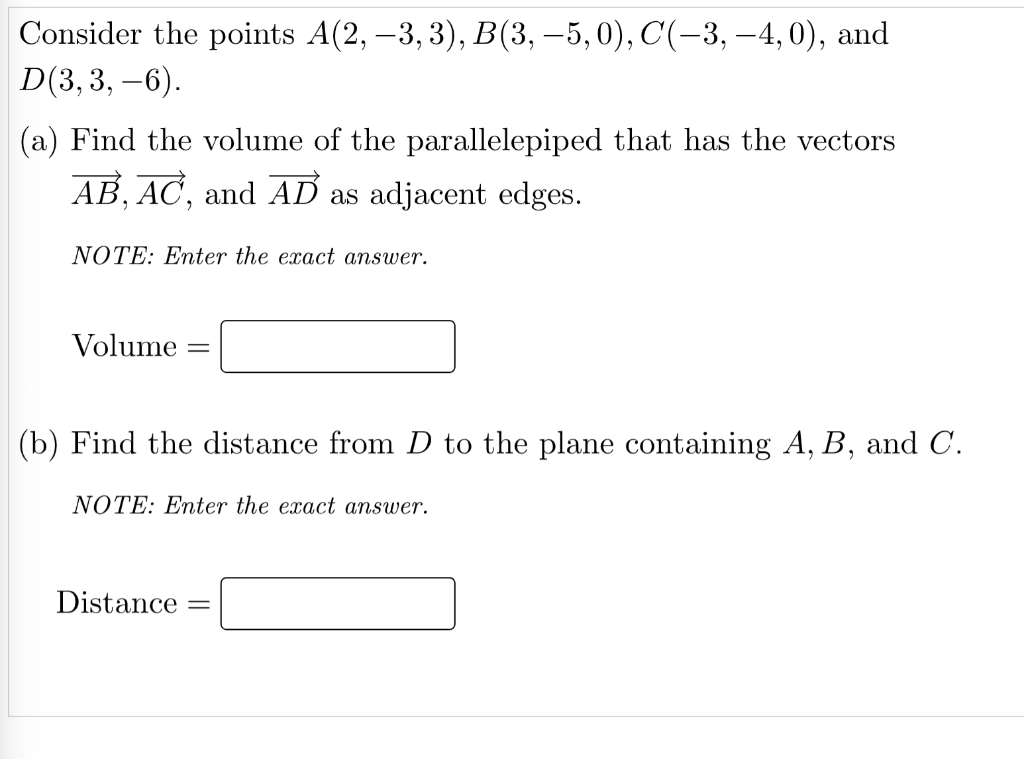 Solved Consider The Points A(2, -3, 3), B(3, −5, 0), C(-3, | Chegg.com