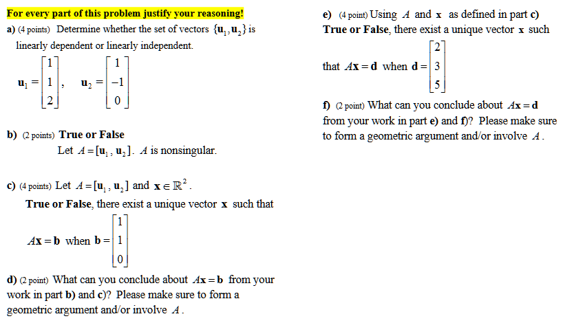 Solved For every part of this problem justify your | Chegg.com