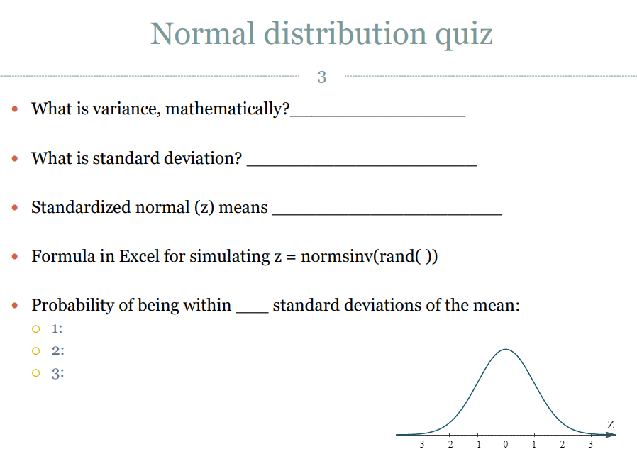 Solved Normal distribution quiz 3 What is variance,