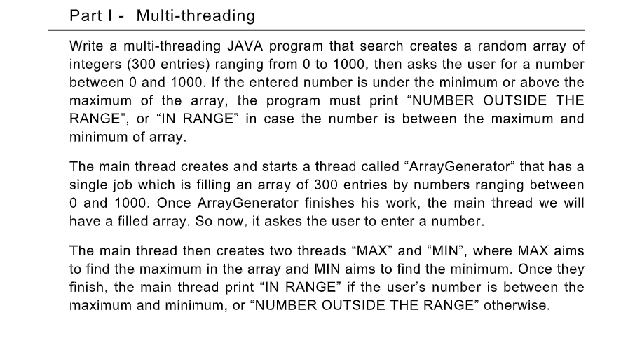 Solved Part 1 - Multi-threading Write a multi-threading JAVA | Chegg.com