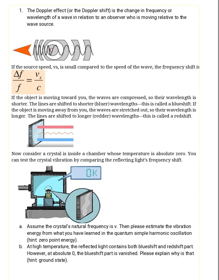 Solved 1. The Doppler effect (or the Doppler shift) is the | Chegg.com