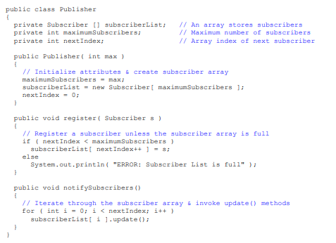 IN JAVA: Modify the program in the Publish/Subscribe | Chegg.com