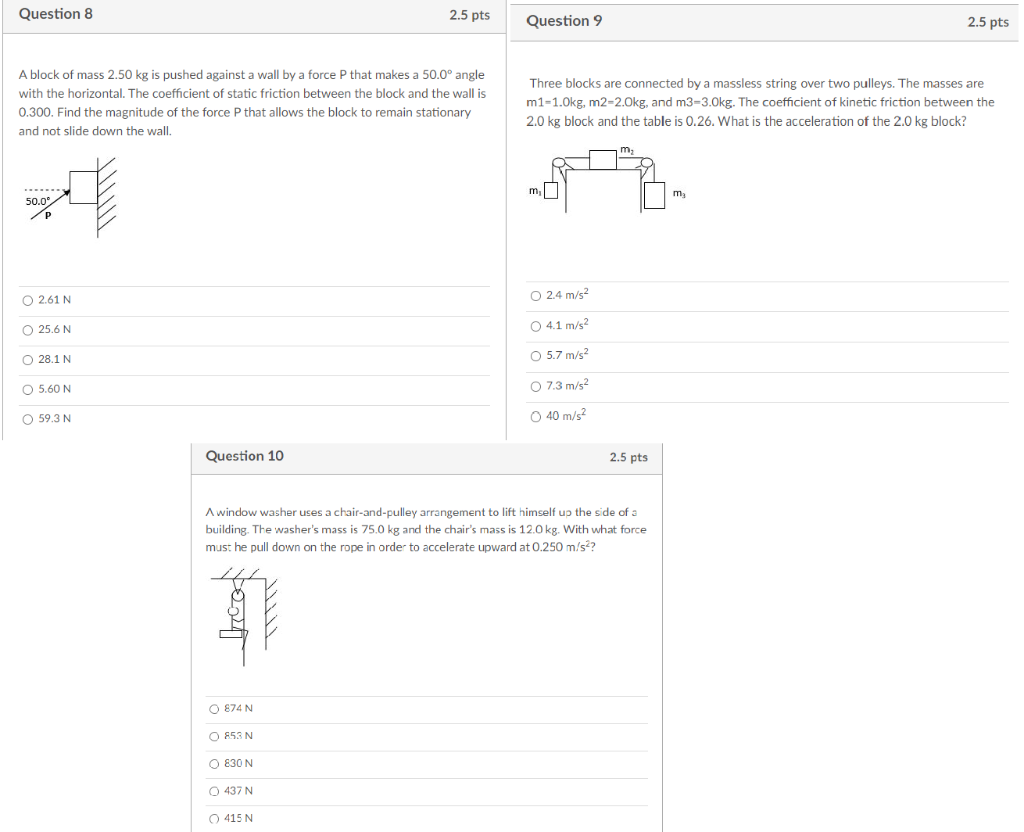 Solved A Block Of Mass 2.50 Kg Is Pushed Against A Wall By A | Chegg.com