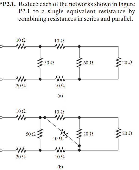 Solved *P2.1. Reduce Each Of The Networks Shown In Figure | Chegg.com