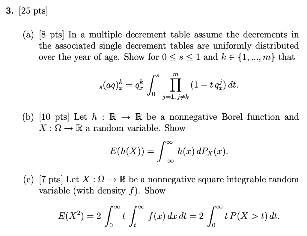 Solved 3 25 Pts A 8 Pts In A Multiple Decrement Ta Chegg Com