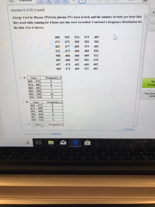 Solved Question 6 of 20 (1 point) Li Energy Used by Plasma