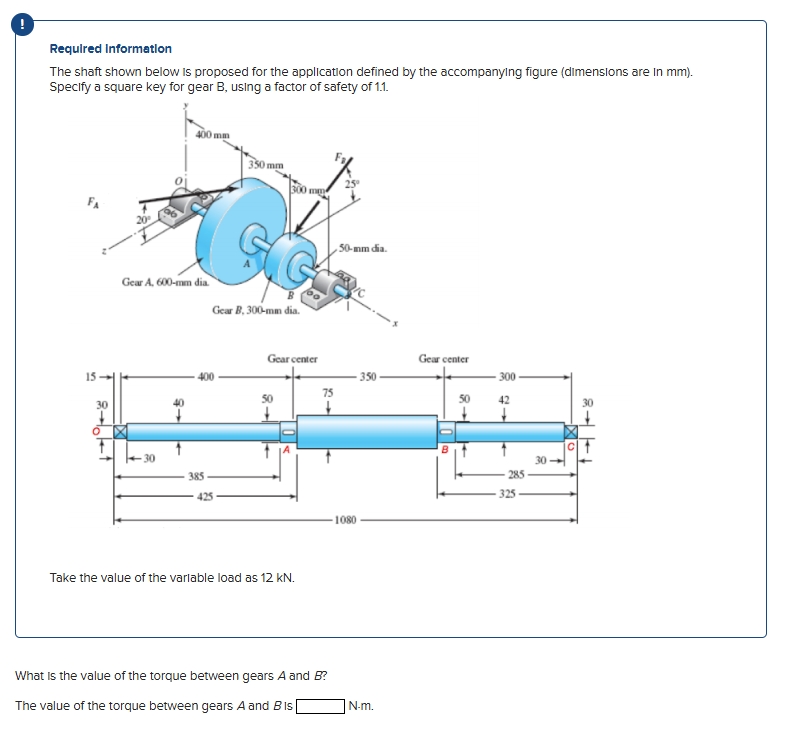 Required InformationThe shaft shown below is proposed