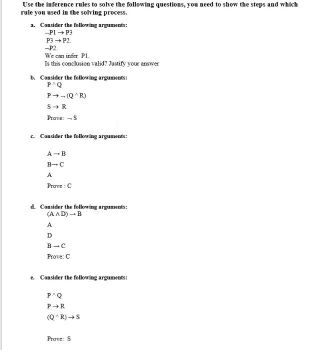 Solved Use the inference rules to solve the following | Chegg.com