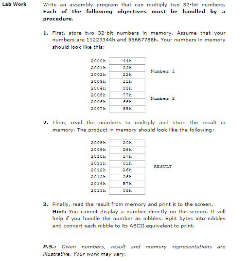 Solved Lab Work Write An Assembly Program That Can Multiply | Chegg.com