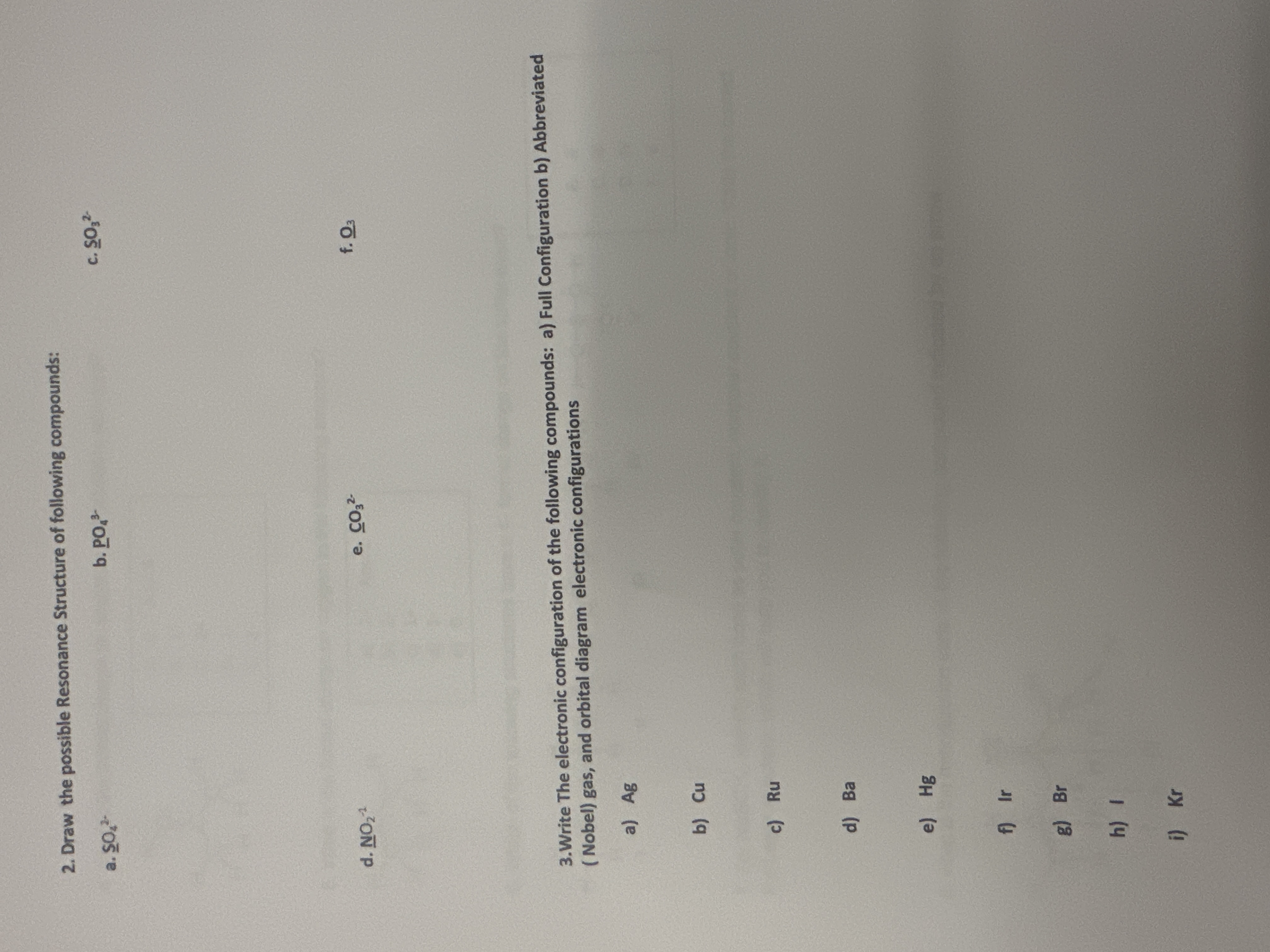 Solved 2. Draw the possible Resonance Structure of following | Chegg.com