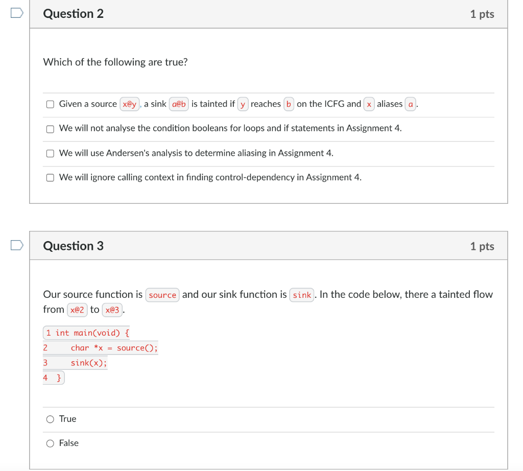 Solved Question 2 1 pts Which of the following are true? | Chegg.com