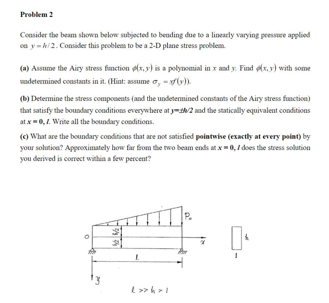 Solved Problem 2 Consider The Beam Shown Below Subjected To | Chegg.com