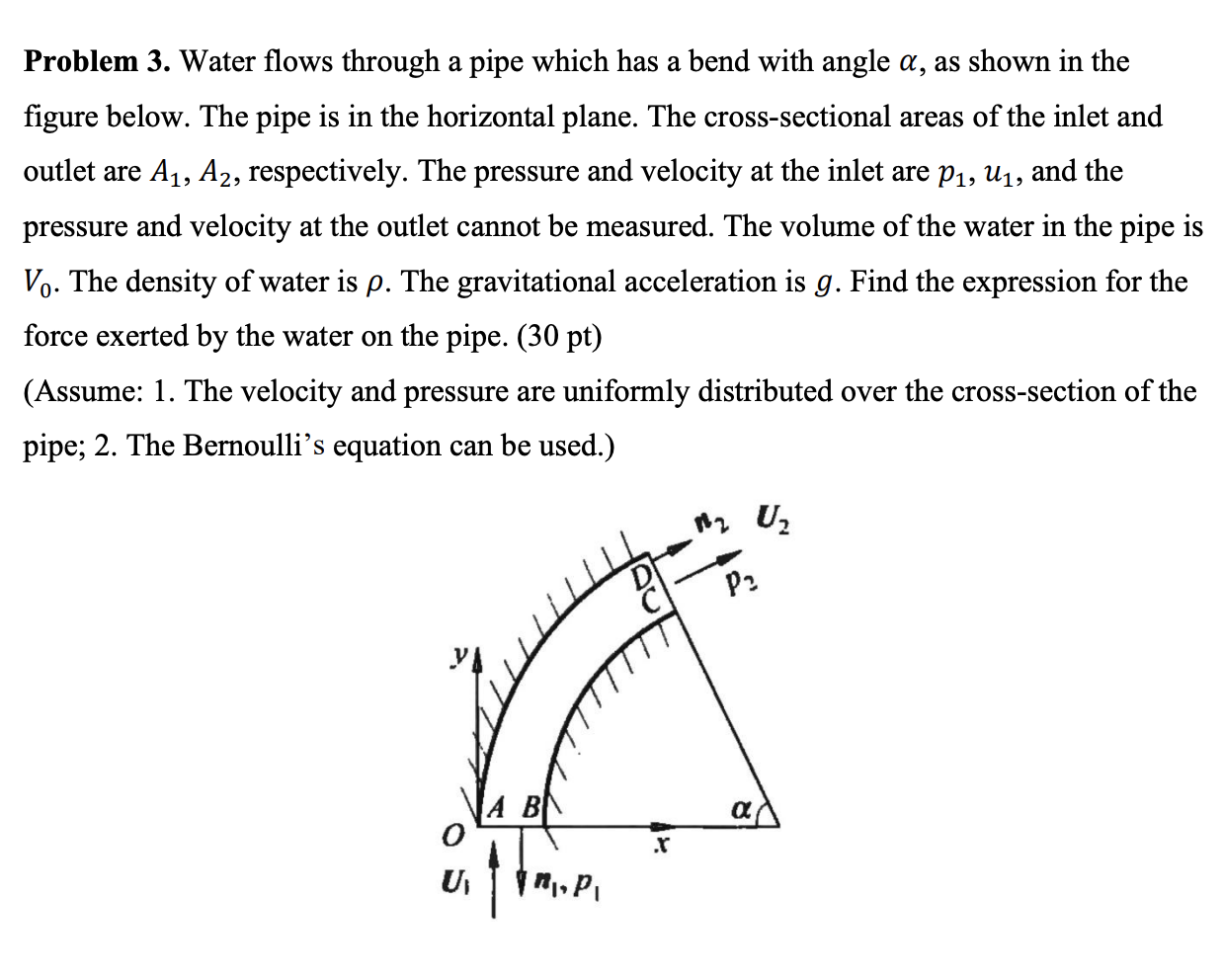 Solved a Problem 3. Water flows through a pipe which has a | Chegg.com