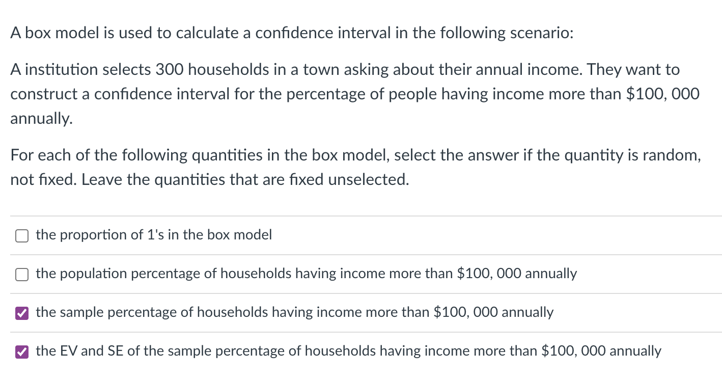 Solved A box model is used to calculate a confidence | Chegg.com