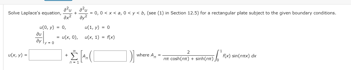 Solved Solve Laplace's equation, ∂2u ∂x2 + | Chegg.com