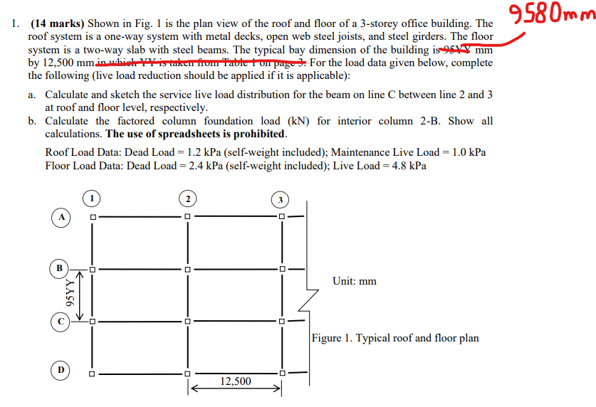 Solved (14 marks) Shown in Fig. 1 is the plan view of the | Chegg.com