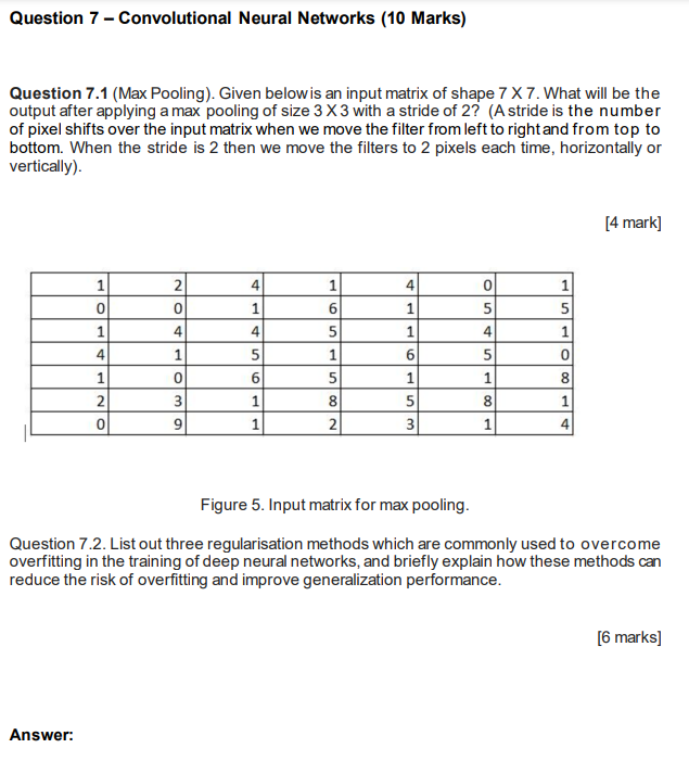 Solved Question 7 - Convolutional Neural Networks (10 Marks) | Chegg.com