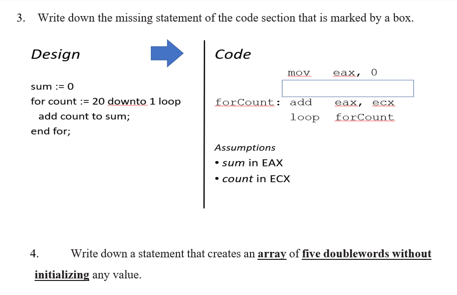 3. Write down the missing statement of the code | Chegg.com