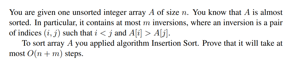 Solved You Are Given One Unsorted Integer Array A Of Size N 5766