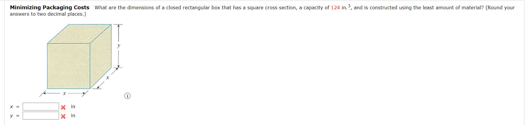 Solved Minimizing Packaging Costs What are the dimensions of | Chegg.com